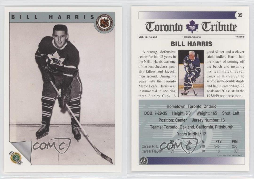 1991-92 Ultimate Original Six # 35 Variation NM/MT Hockey Card Billy Harris