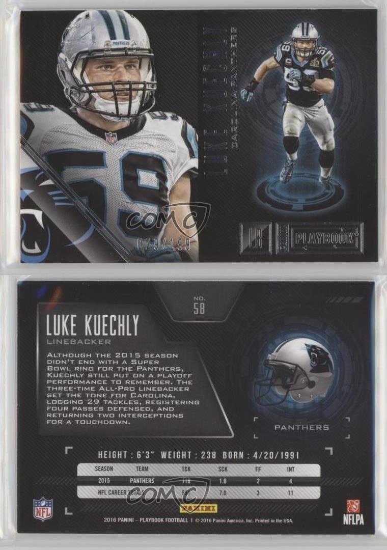 : 2019 Panini Playbook #78 Luke Kuechly Carolina