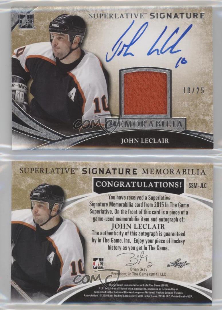 2015 Leaf ITG Superlative Signature Memorabilia Silver /25 John LeClair Auto