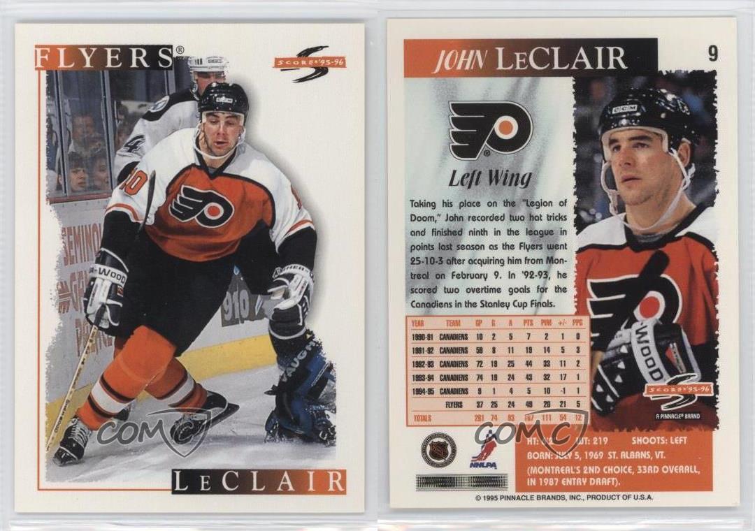1995 96 score 9 john leclair philadelphia flyers hockey card ebay 1995 flyers