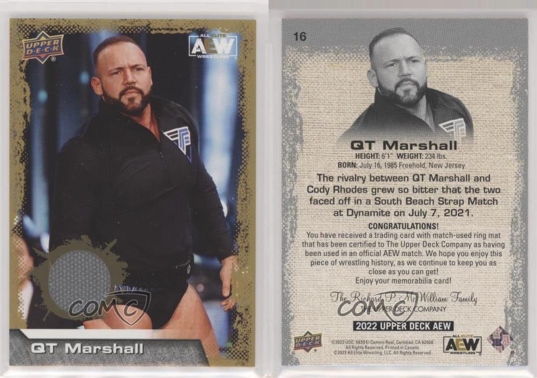 2022 Upper Deck AEW All Elite Wrestling Gold Mat Relics QT Marshall #16