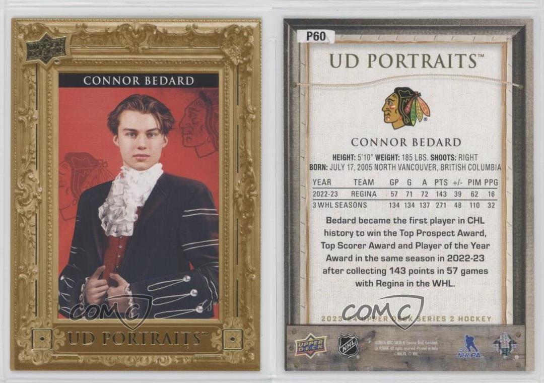 2023-24 Upper Deck Series 2 UD Portraits Connor Bedard #P60 Rookie RC