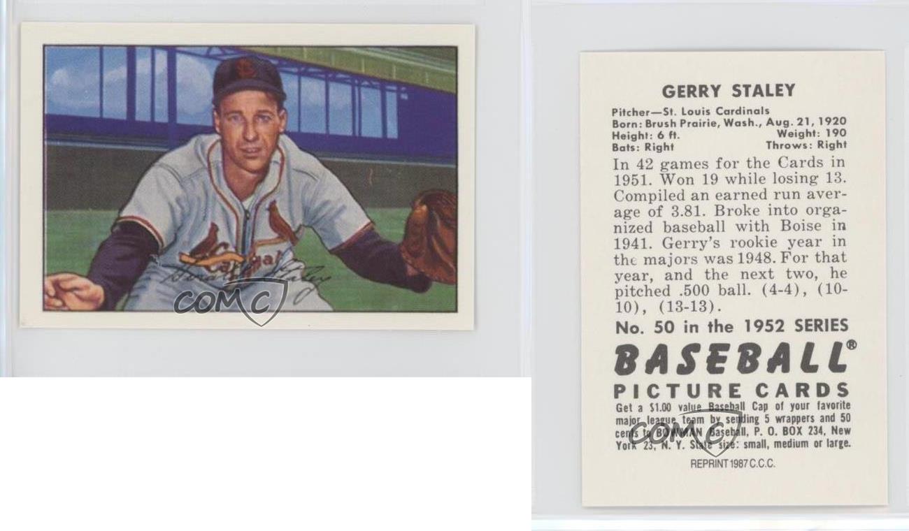 1987 CCC 1952 Bowman Reprints Gerry Staley #50 - Picture 3 of 3