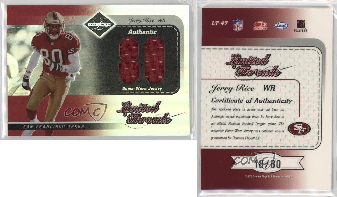 2003 Leaf Limited Limited Threads Jersey Number /80 Jerry Rice #LT-47 HOF - Picture 3 of 3