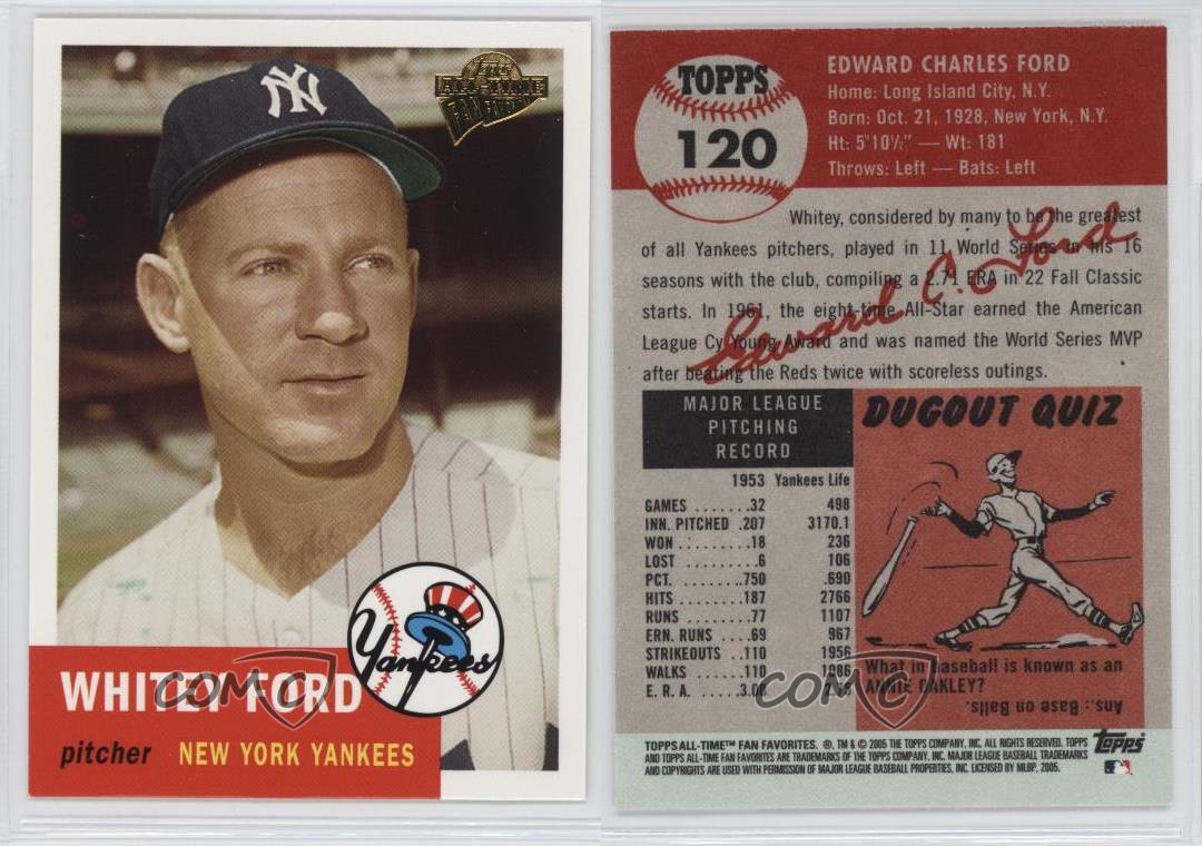 2005 Topps All-Time Fan Favorites 120 Whitey Ford New York Yankees Baseball Card | eBay