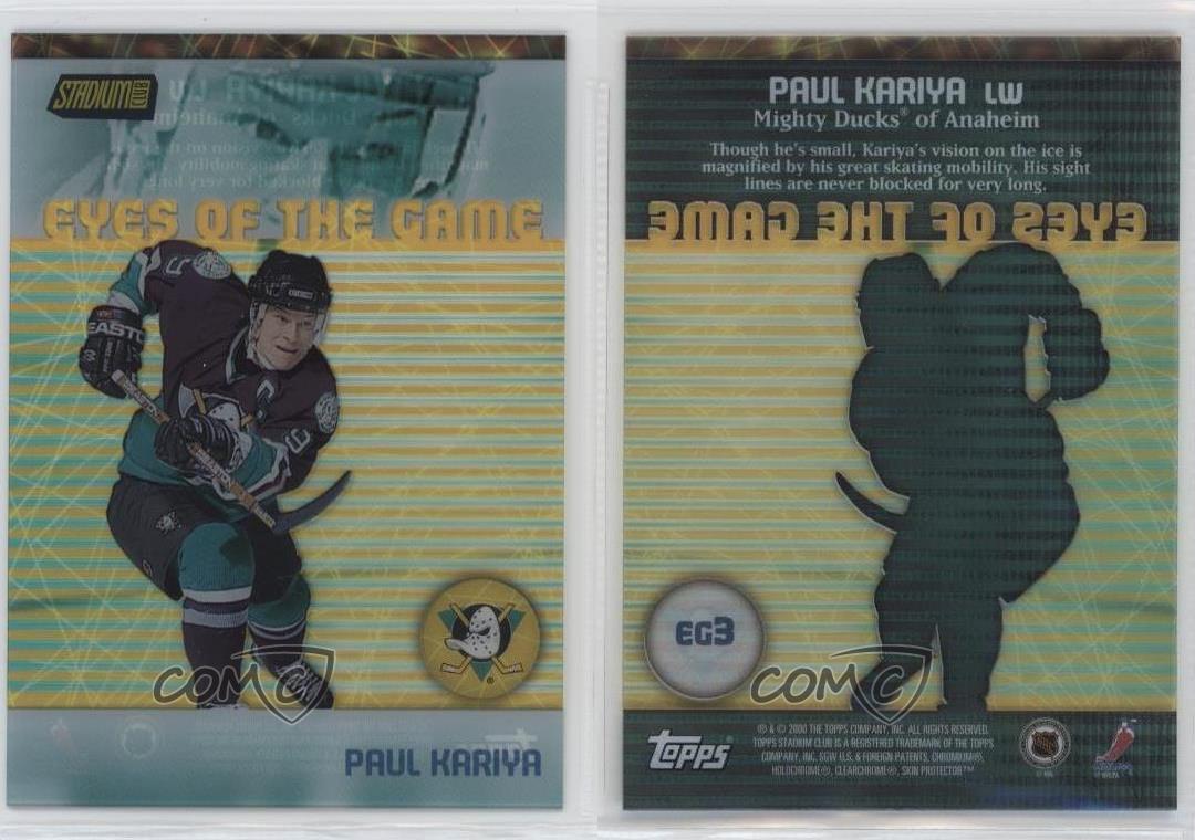 1999-00 Topps achats Stadium Club Eyes of the Game Paul Kariya #EG3 HOF
