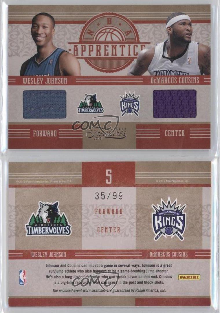 2010 Timeless Treasures Materials /99 DeMarcus Cousins Wesley Johnson Rookie RC