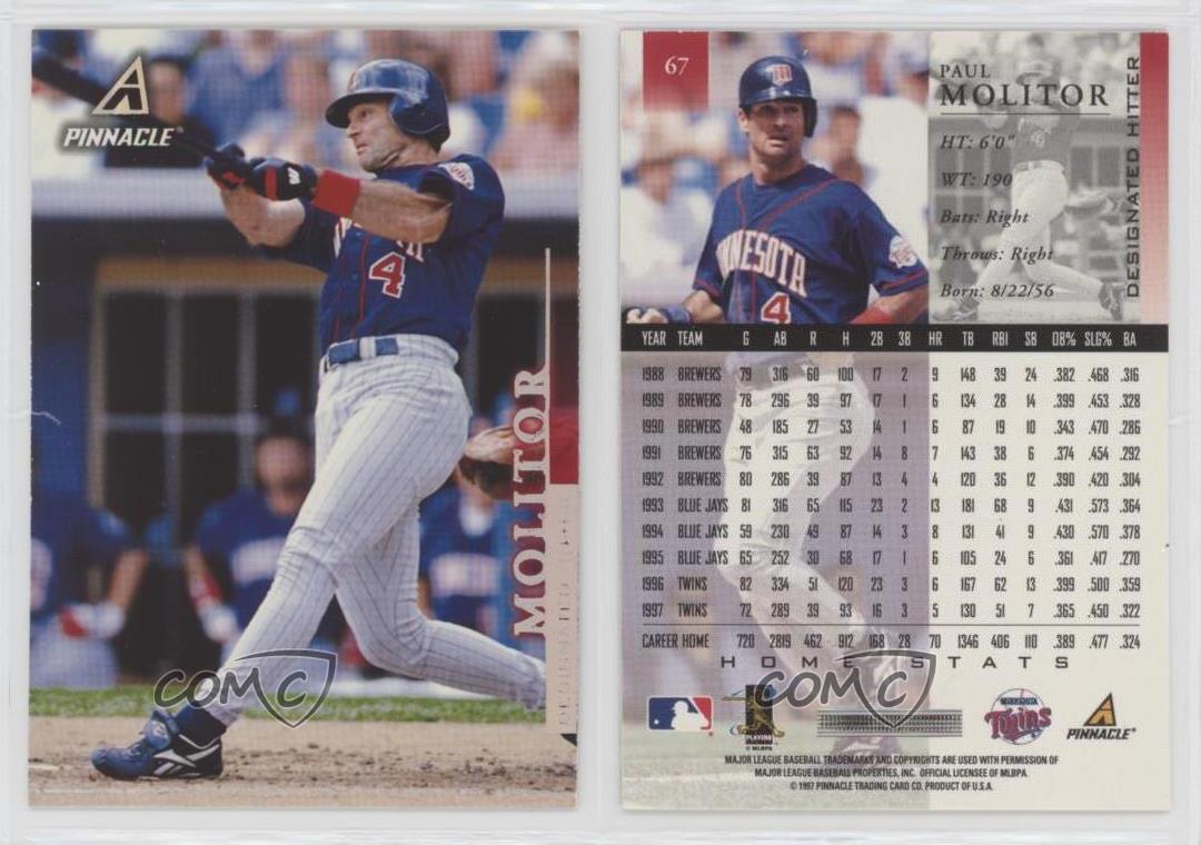 1998 Pinnacle Paul Molitor (Home Stats) #67.2 HOF 