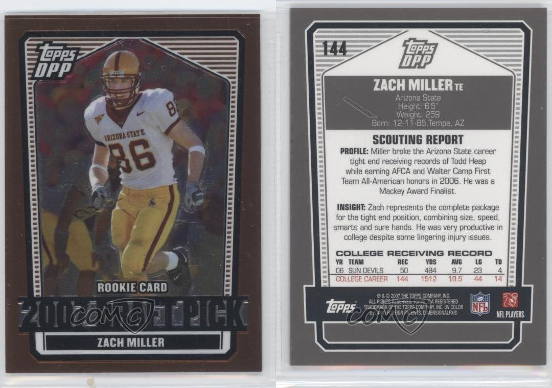 Topps Draft Picks and Prospects (DPP) 2007 cromo bronce Zach Miller novato radiocontrol - Imagen 3 de 4