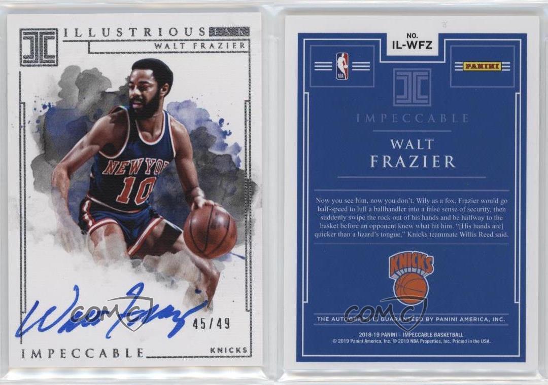 2018-19 Panini Impeccabile Inchiostro Illustre /49 Walt Frazier #IL-WFZ Auto HOF - Foto 3 di 3