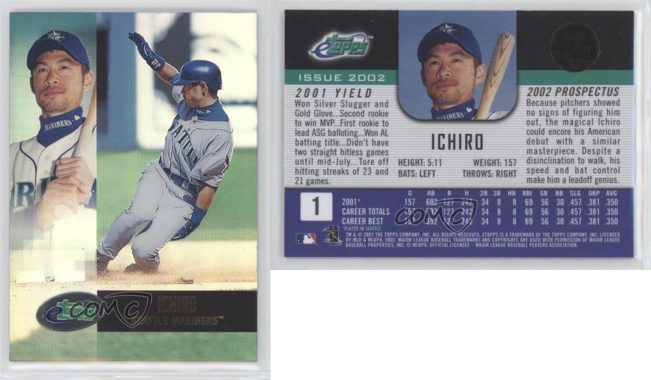2002 eTopps /9477 Ichiro Suzuki Ichiro #1 HOF - Picture 4 of 4