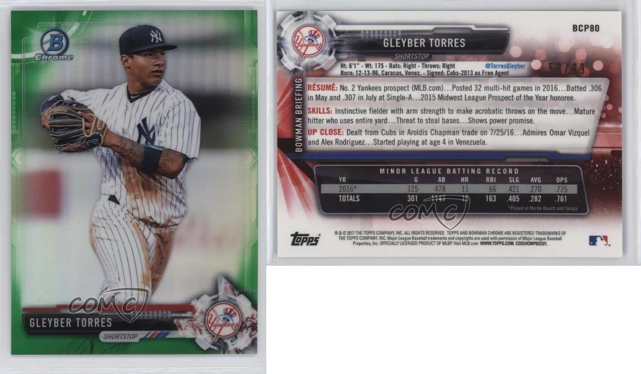 2017 Bowman Chrome Prospects Retail Green Refractor /99