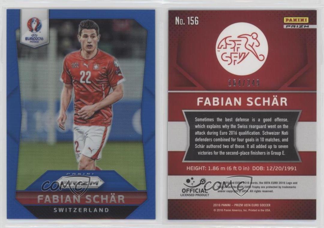 2016 Panini Prizm UEFA Euro Blue Prizm /249 Fabian Schar #156