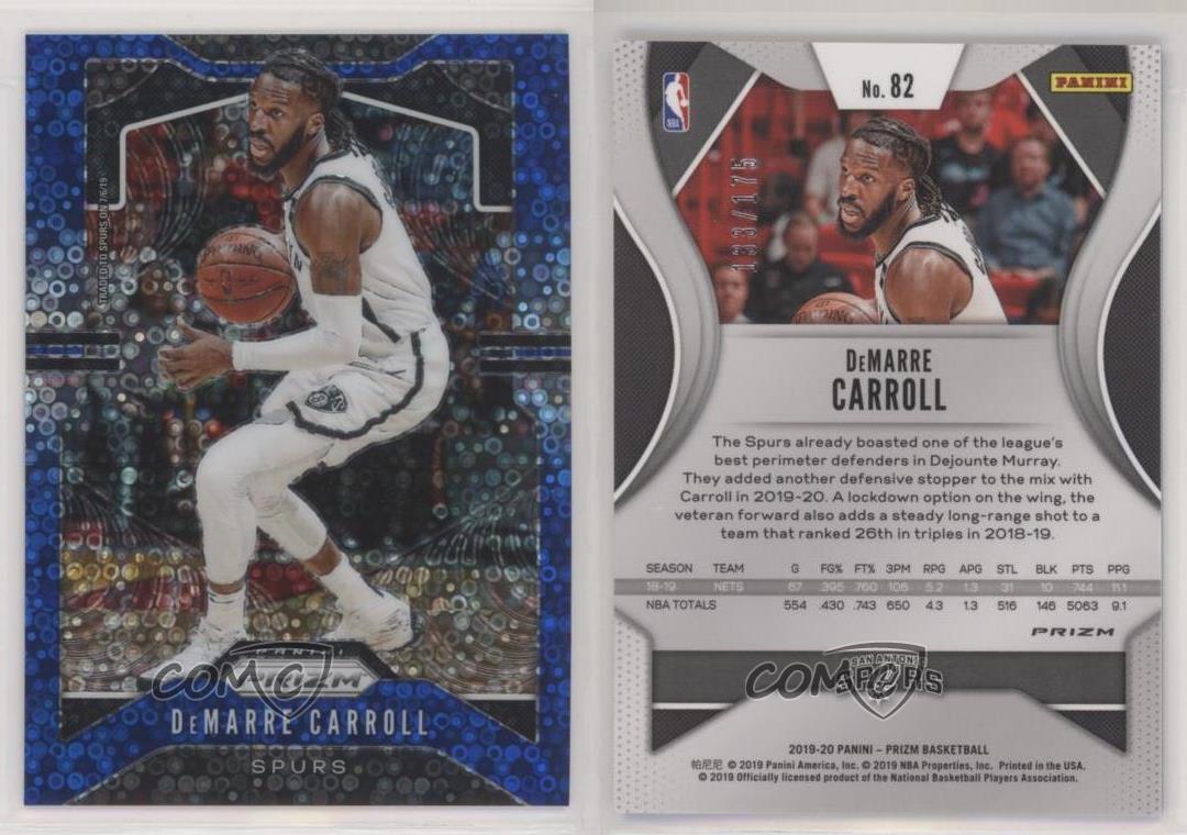 2019-20 Panini Prizm Fast Break Blue Prizm /175 DeMarre Carroll #82 - Picture 3 of 4