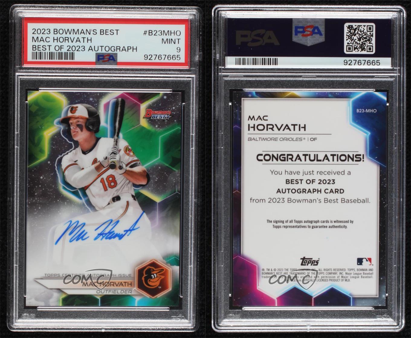 2023 Bowman's Best Best of 2023 Auto Mac Horvath #B23-MHO PSA 9 MINT Auto - Picture 3 of 3