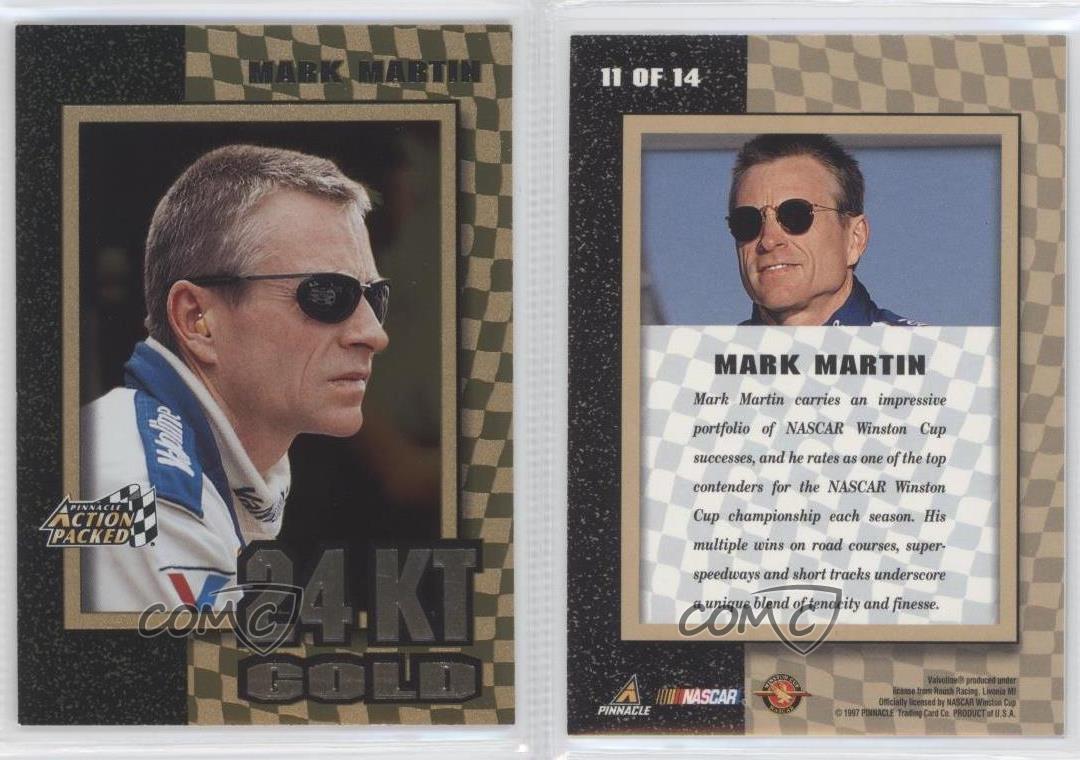 1997 Pinnacle Action Packed 24 Karat Gold Mark Martin #11 HOF - Picture 3 of 4