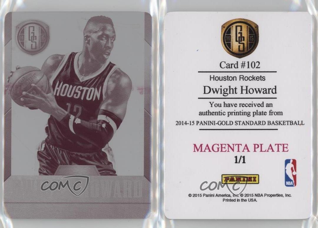 Placa de impresión estándar de oro Panini 2014-15 magenta 1/1 Dwight Howard #102 - Imagen 3 de 3