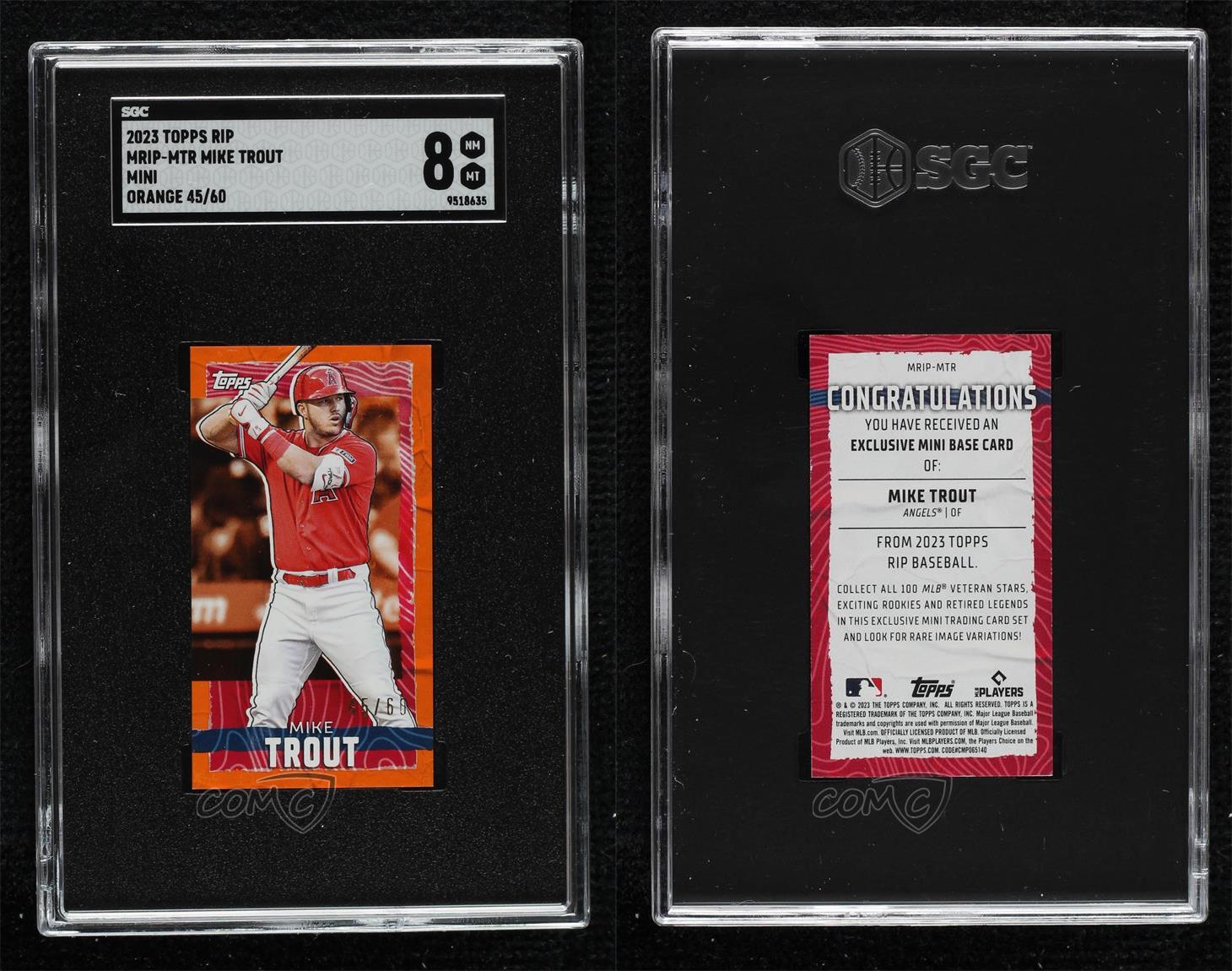 Topps Rip Mini Orange 2023/60 Mike Trout #MRIP-MTR SGC 8 - Imagen 3 de 3