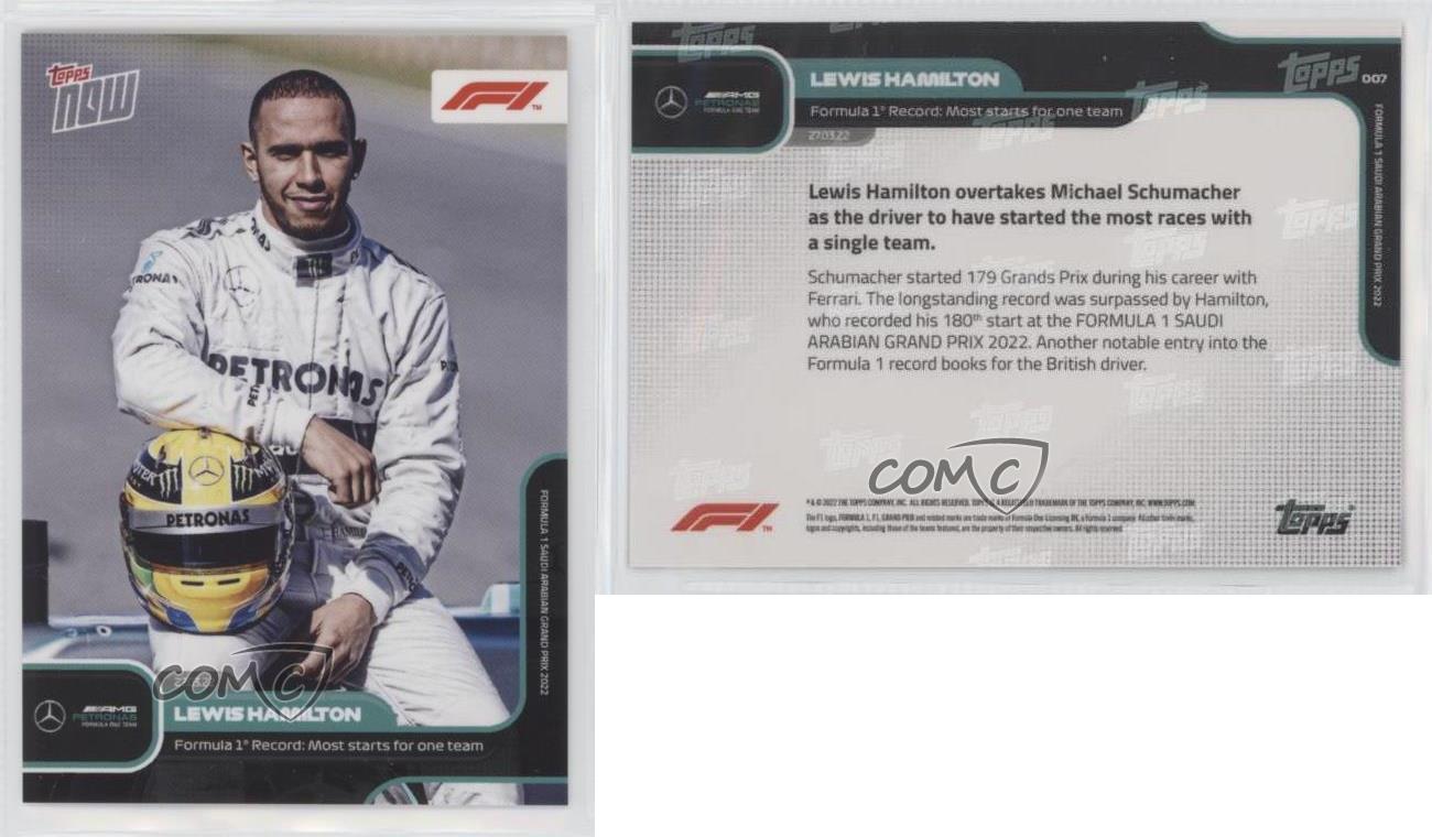 2022 Topps Now F1 /7862 Lewis Hamilton #007 - Picture 6 of 7
