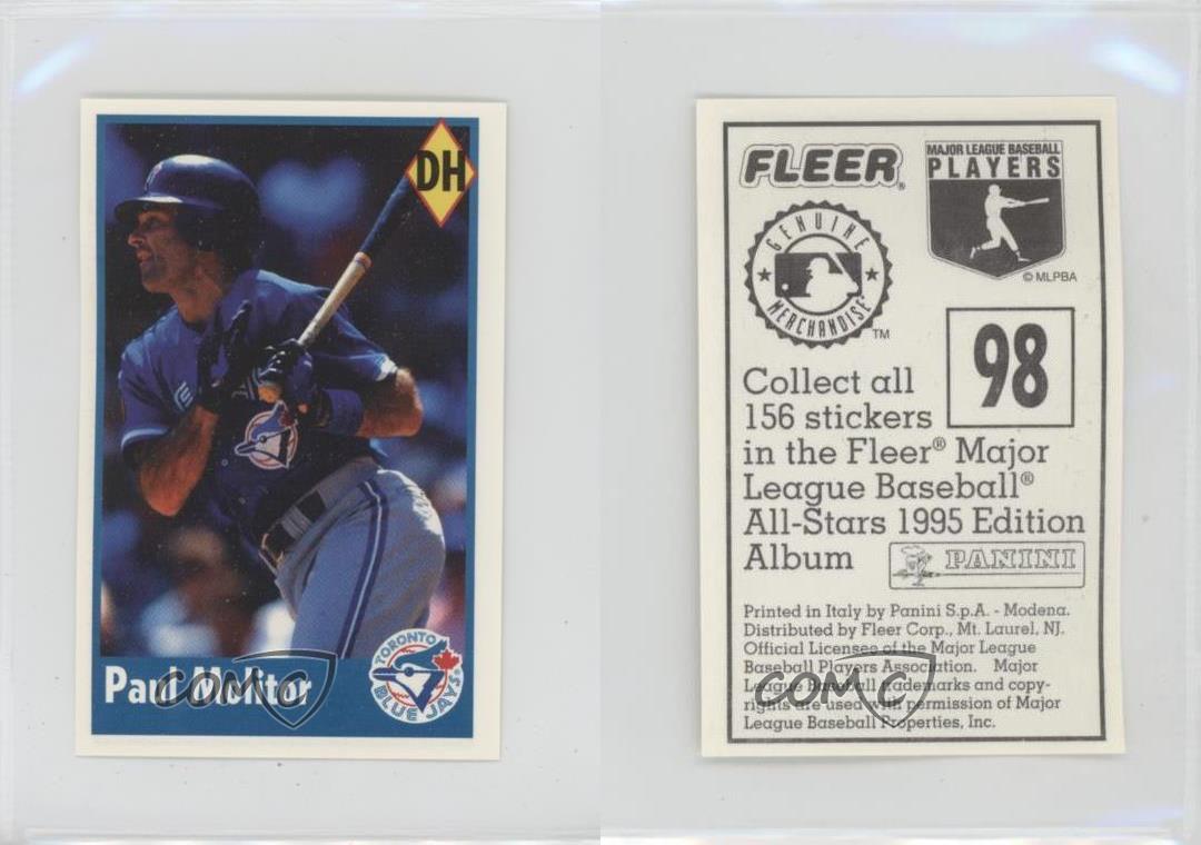 1995 Fleer/Panini Album Stickers Paul Molitor #98 HOF - Picture 4 of 4