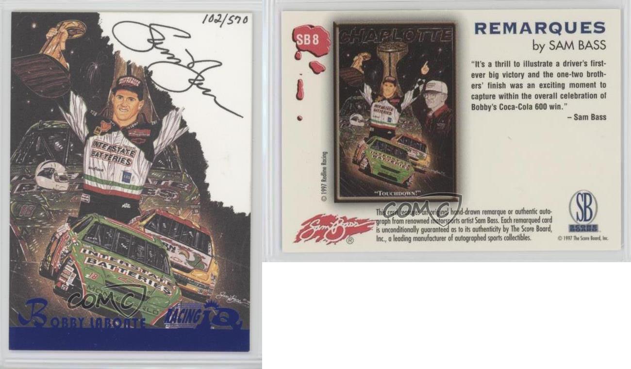 1997 Score Board Racing IQ Remarques by Sam Bass /570 Bobby Labonte Auto HOF - Picture 3 of 3