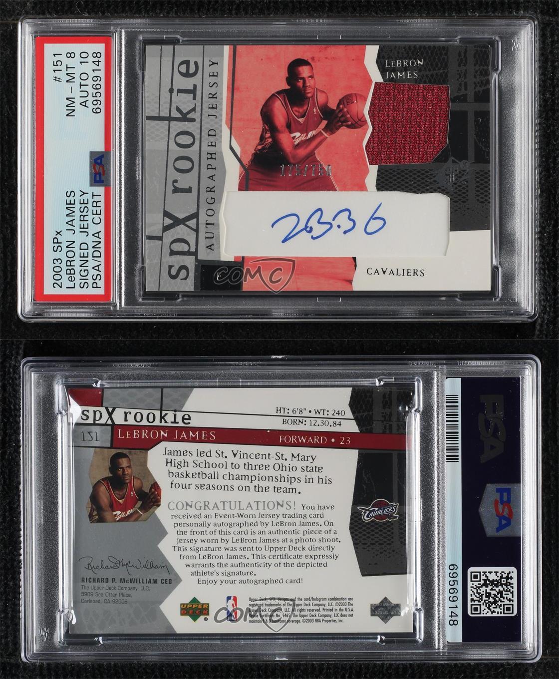 2003-04 SPx - SPx Rookie LeBron James #151 /750 (AU, MEM, RC) for