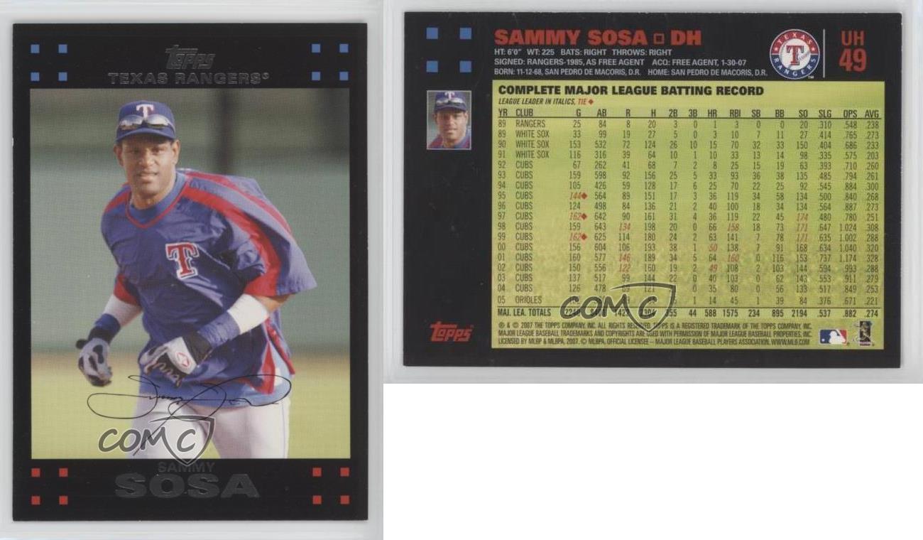  2007 Topps Red Back Red Lettered Back UH49 Sammy Sosa NM/M  (Near Mint/Mint) : Collectibles & Fine Art