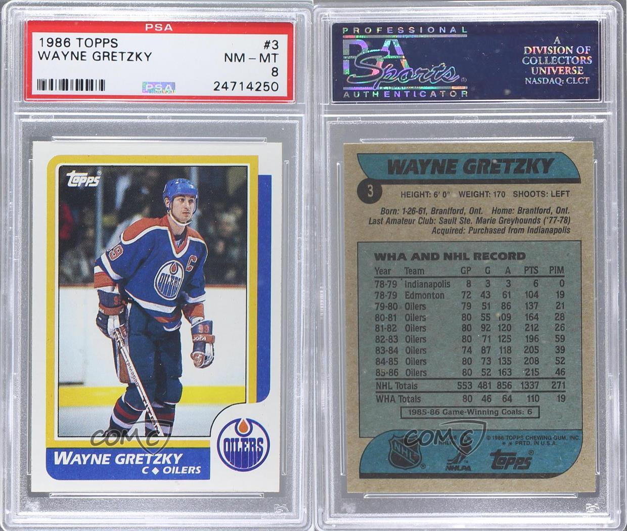 198687 Topps 3 Wayne Gretzky PSA 8 Edmonton Oilers Hockey Card eBay