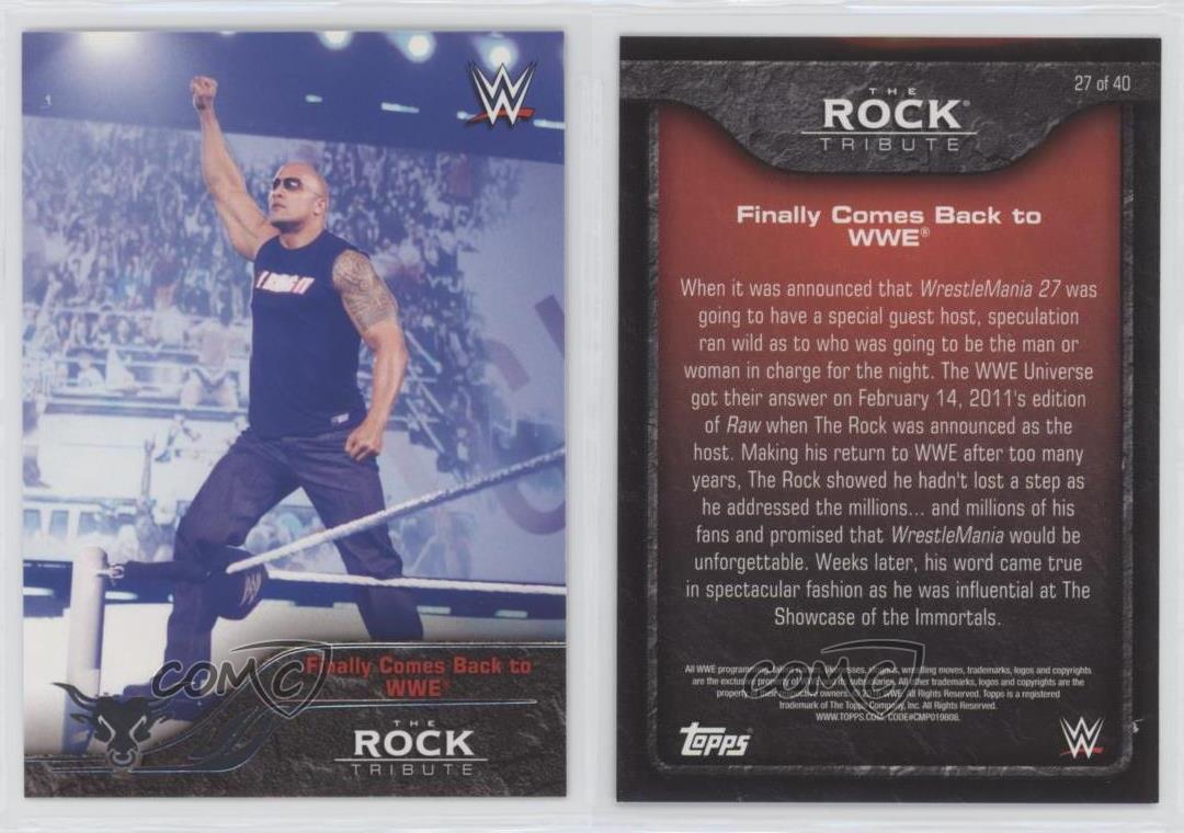 #25 DEFEATS STONE COLD WM 19 2016 Topps WWE Heritage THE ROCK TRIBUTE 