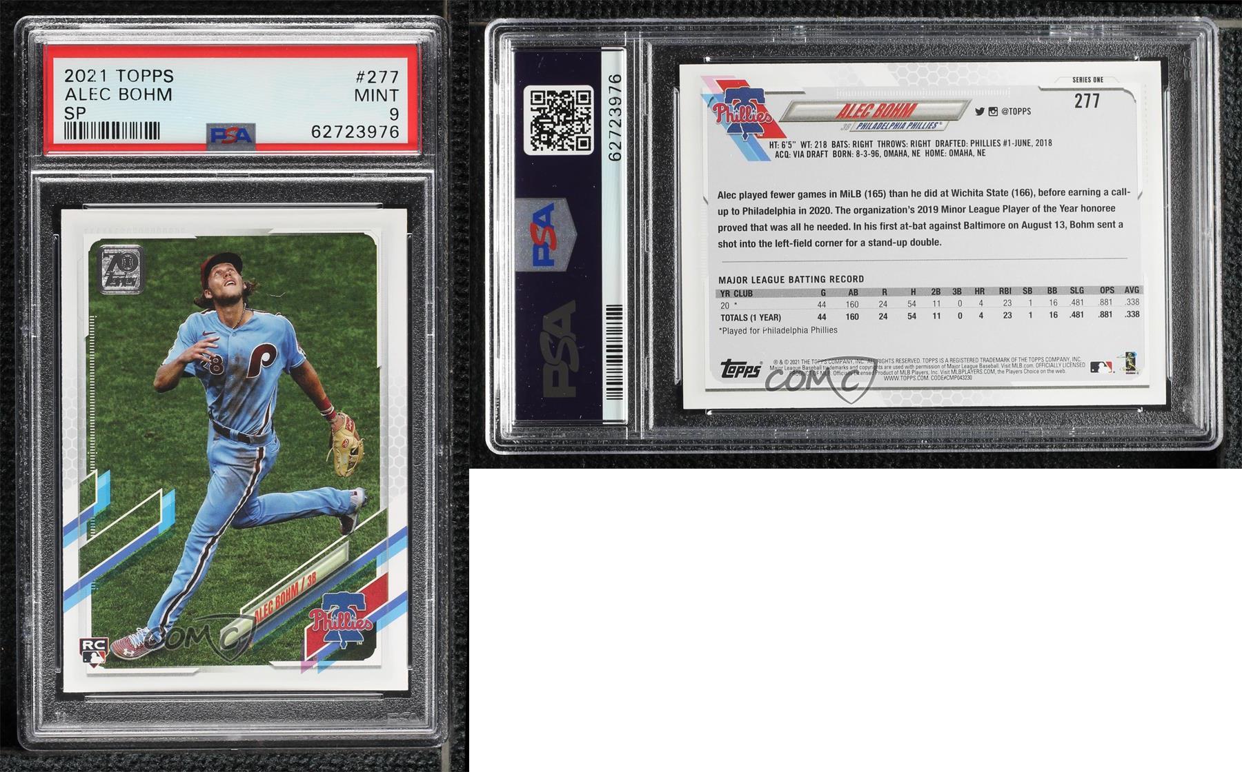 2021 Topps Image Variation SP (Vertical Fielding) Alec Bohm PSA 9 MINT Rookie RC - Picture 3 of 4