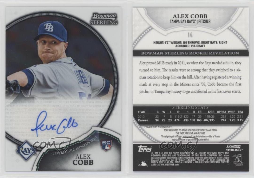 2011 Bowman Sterling Rookie Auto Alex Cobb #14 Rookie Auto RC