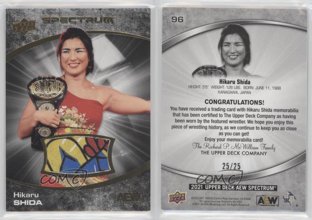 2021 AEW Spectrum Achievements Dark Memorabilia /25 Hikaru Shida #96 Rookie RC