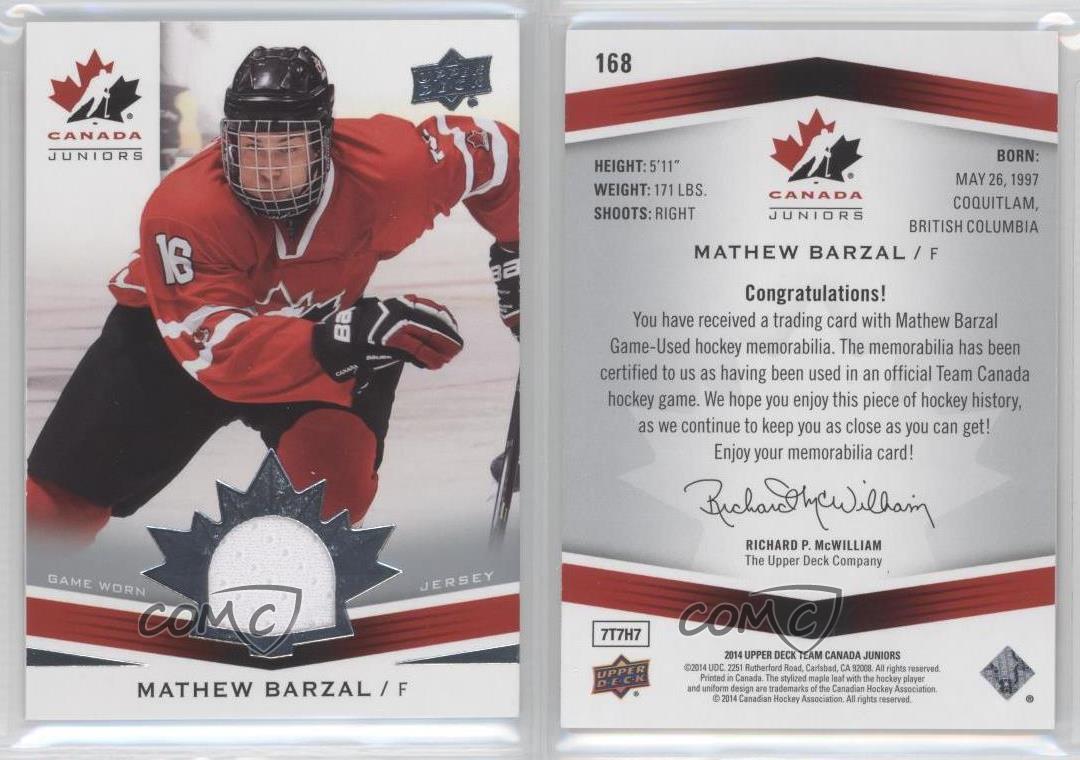 2014 Upper Deck Team Canada Juniors Men's Jerseys 168 Mathew Barzal