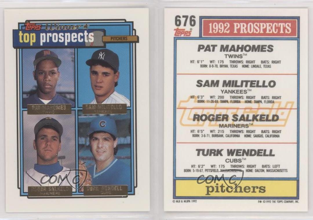  1992 Topps Baseball #676 Pat Mahomes/Sam Militello