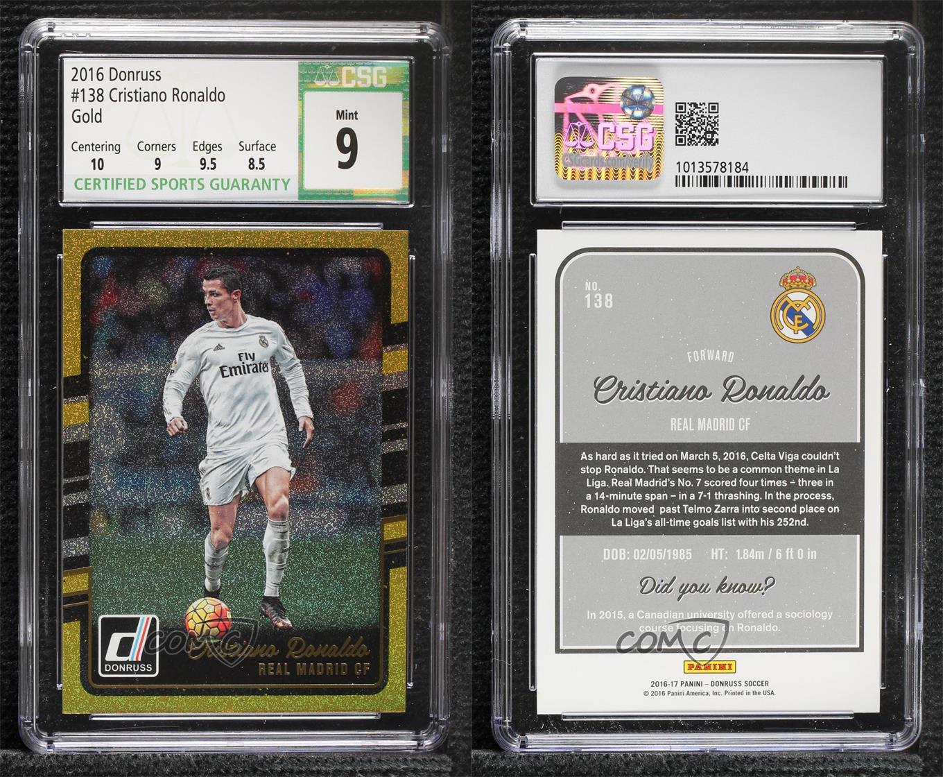 Cristiano Ronaldo 2016 Donruss #138 Real Madrid PSA 10 GEM MINT offers