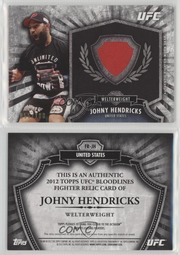 2012 Topps UFC Bloodlines Fighter Relics /188 Johny Hendricks #FR-JH - Picture 3 of 3