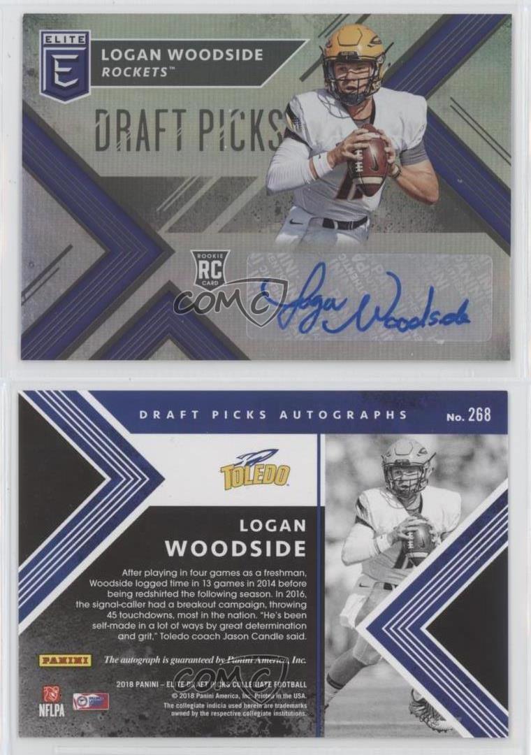 2018 Panini Elite Draft Picks Logan Woodside #268 Rookie Auto RC