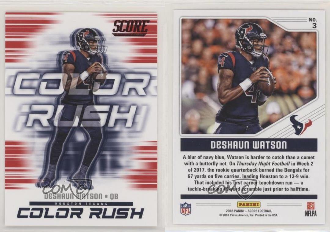 2018 Score Color Rush Red Deshaun Watson 3 eBay