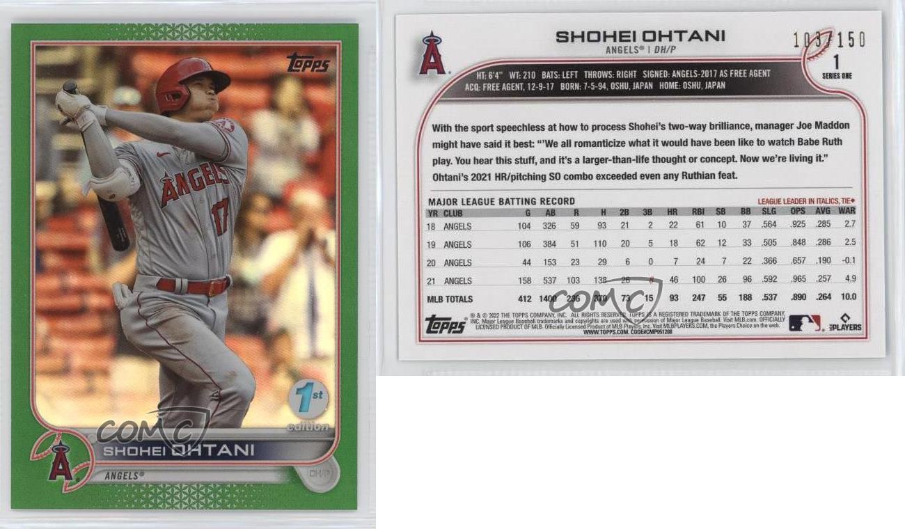2022 TOPPS ARCHIVES SHOHEI OHTANI #1 SP GREEN LOS ANGELES