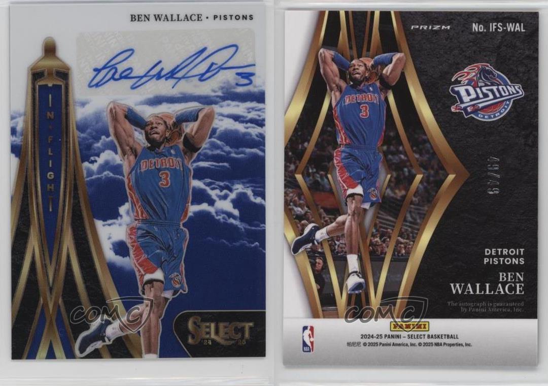 2024 Panini Select In Flight Signatures Blue Prizm/49 Ben Wallace #IFS-WAL HOF - Imagen 3 de 3