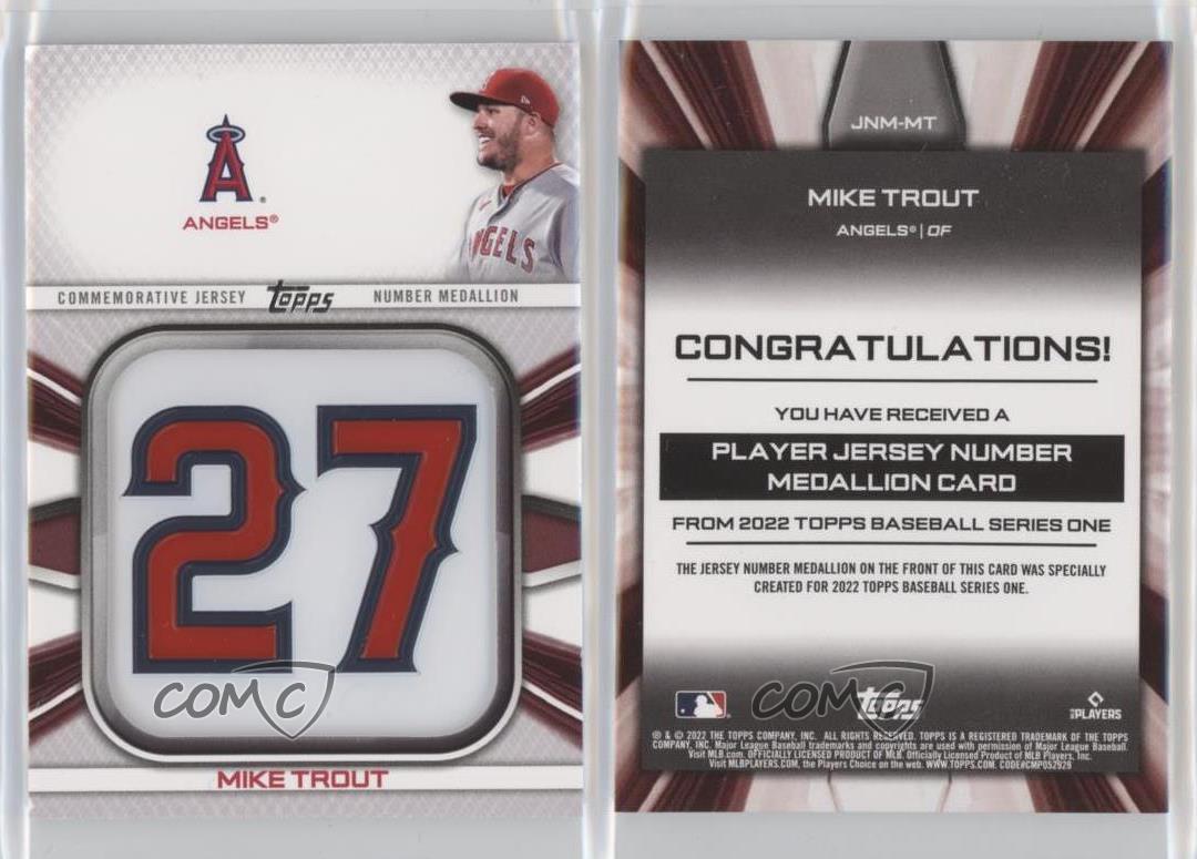 2022 Topps Mike Trout Jersey Number Medallion JNM-MT Los Angeles Angels