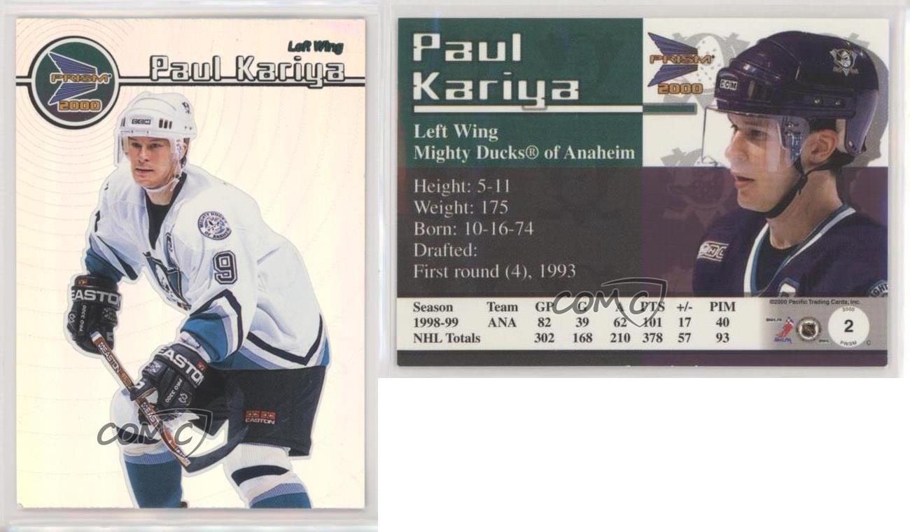 1999-00 Pacific Prism Paul Kariya officiel #2 HOF