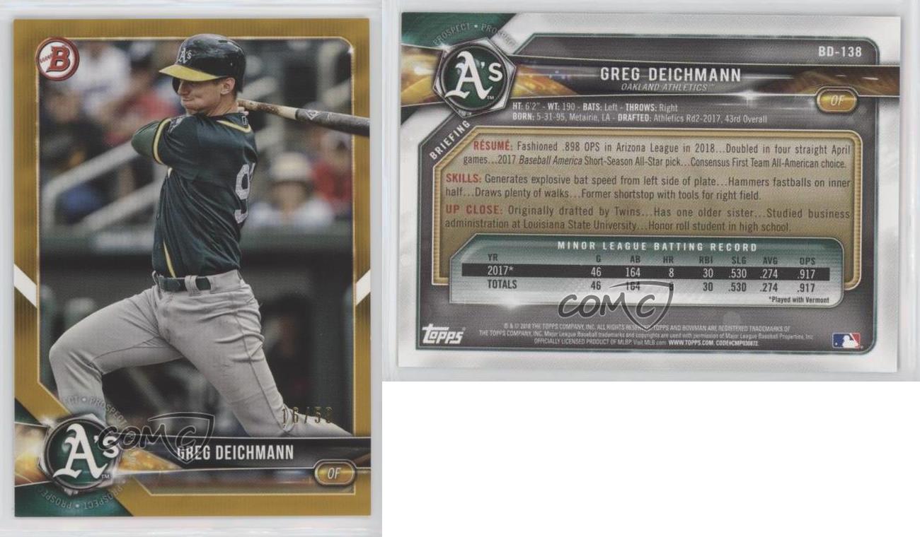 2018 Bowman Draft Gold /50 (Photo is ) Greg Deichmann Kevin Merrell #BD-138