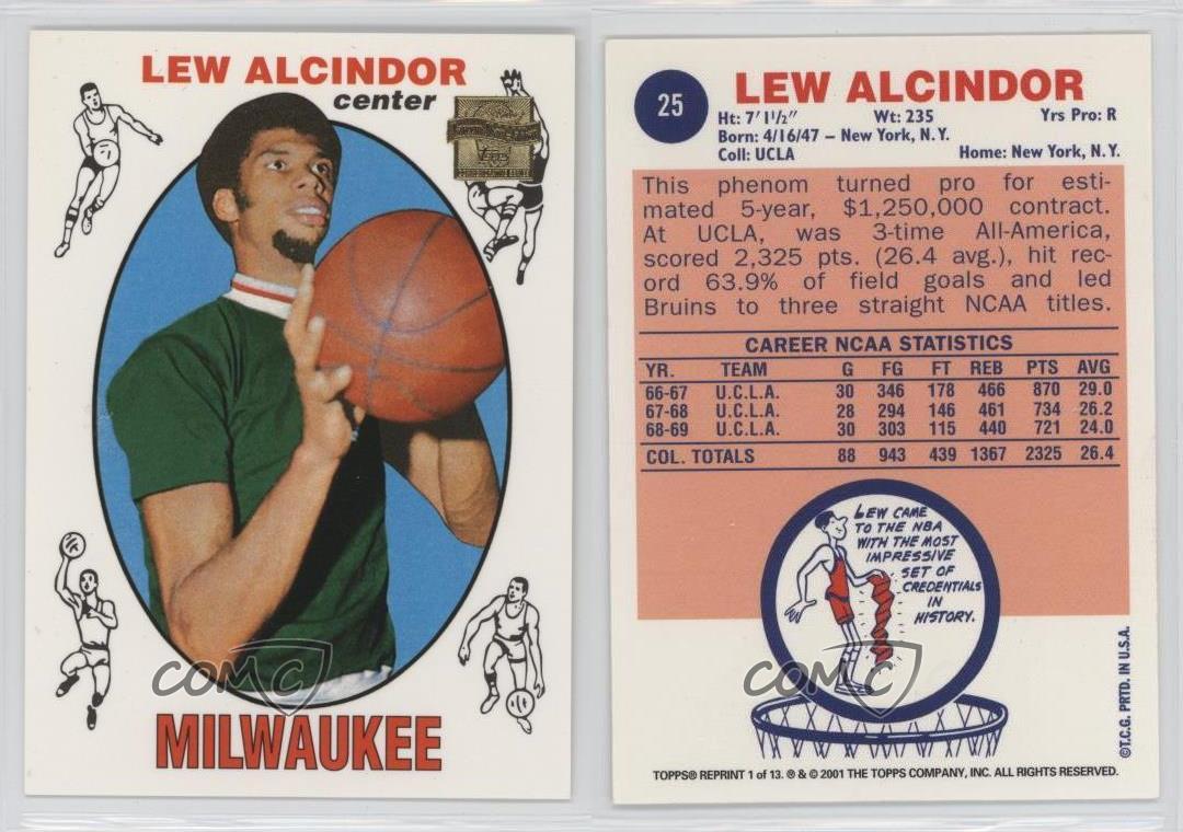 200102 Topps Reprints 1 Kareem AbdulJabbar Milwaukee Bucks