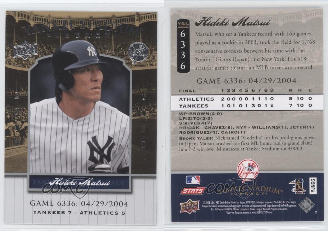 2008 Upper Deck Yankee Stadium Legacy Hideki Matsui #YSL6336 officiel