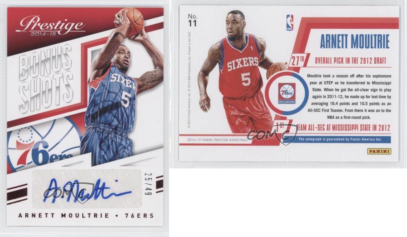 2014-15 Panini Prestige Bonus Shots Auto Red /49 Arnett Moultrie #11 Auto - Picture 4 of 4
