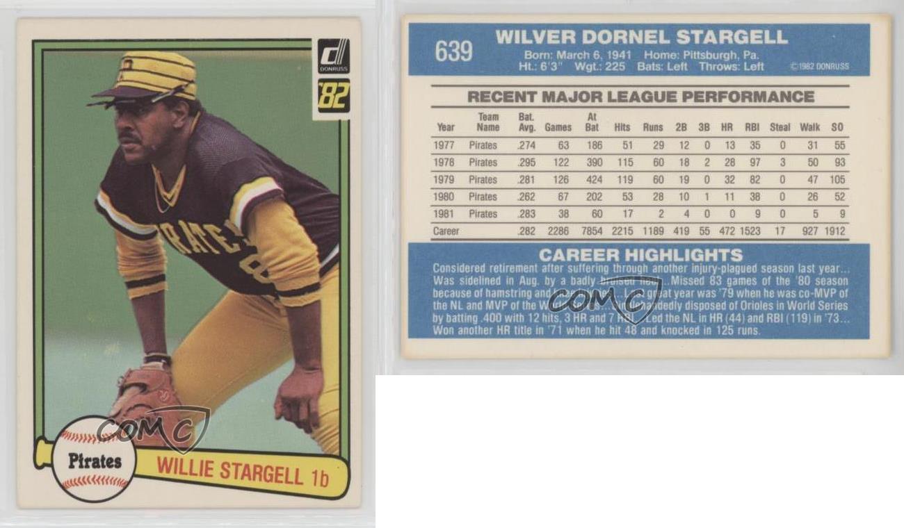 1982 Donruss Willie Stargell #639 HOF