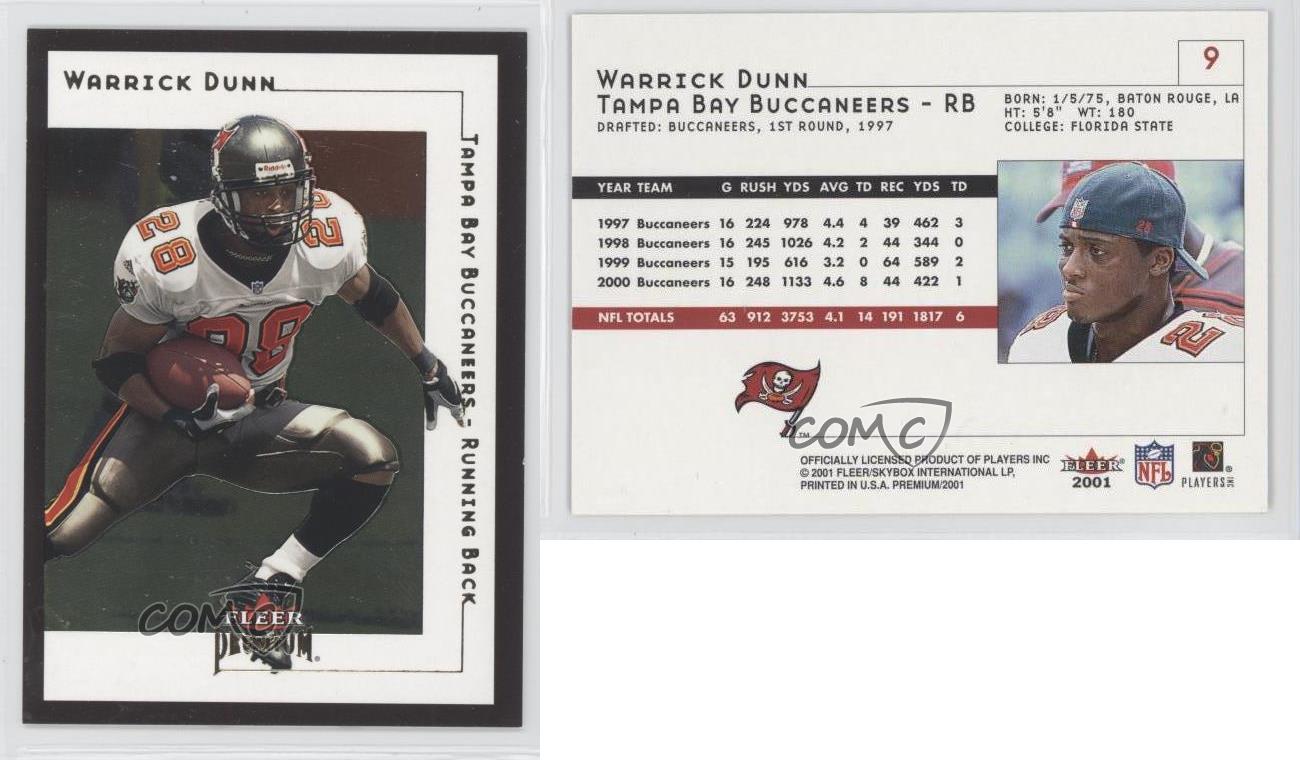 2001 Fleer Premium Football Warrick Dunn - Tampa Bay Buccaneers #9