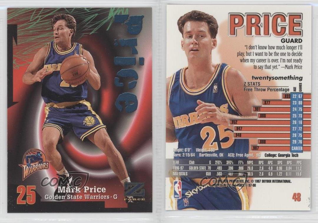 1997 98 Z Force 48 Mark Price Golden State Warriors Basketball Card 1997 98 Z Force 48 Mark Price Golden