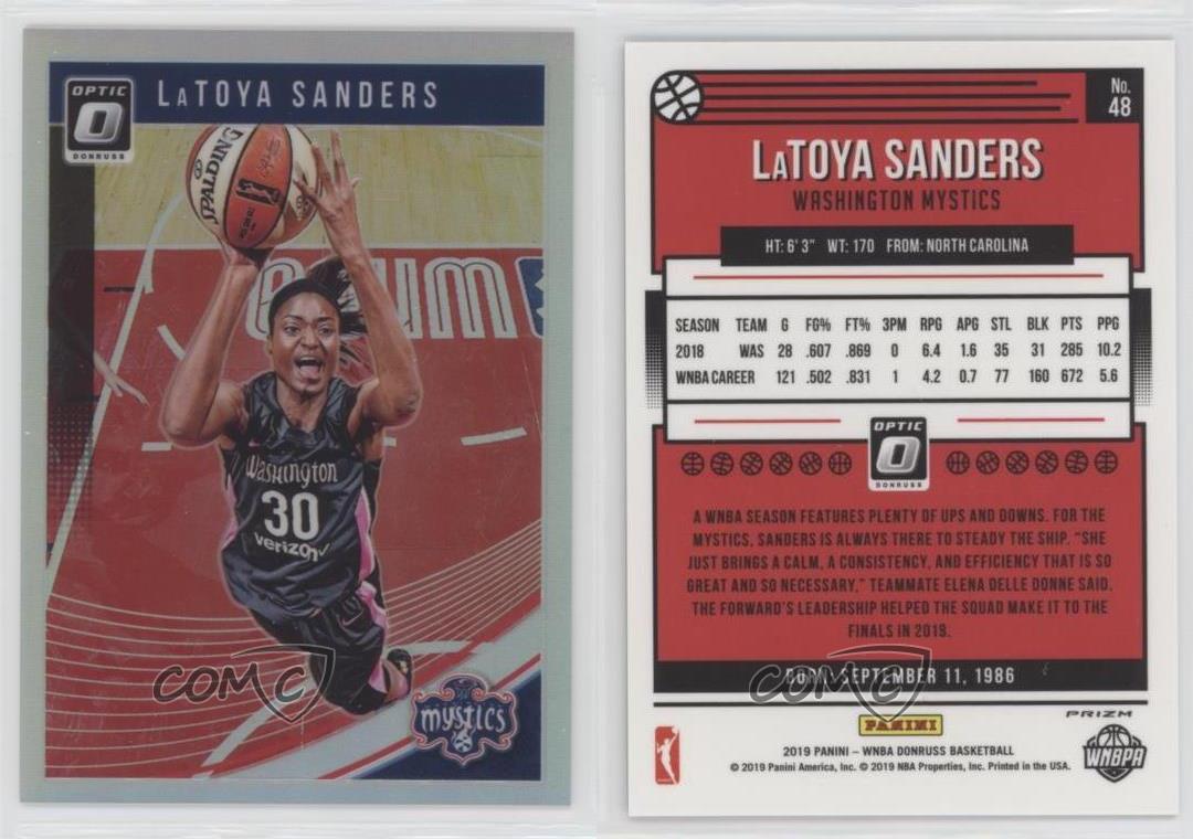 2019 Panini Donruss WNBA Optic Holo LaToya Sanders #48 - Picture 4 of 4